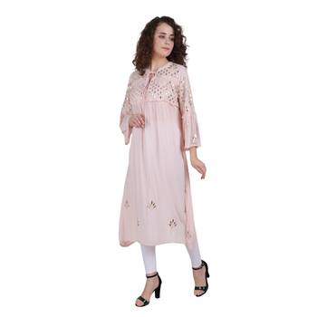 Pink embroidered rayon ethnic-kurtis 3