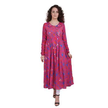 Rani-pink embroidered rayon ethnic-kurtis 1