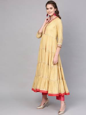 Pinksky Beige woven viscose kurtas-and-kurtis 3