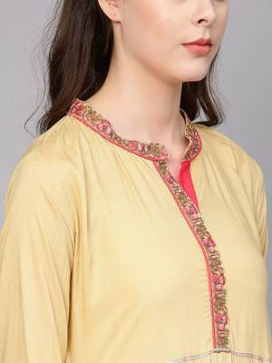 Pinksky Beige woven viscose kurtas-and-kurtis 5