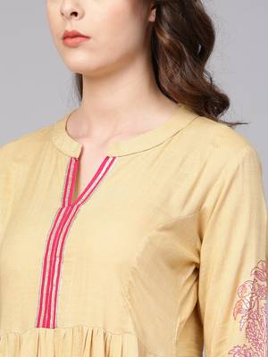 Pinksky Beige woven viscose kurtas-and-kurtis 5