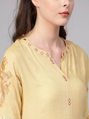 Pinksky Beige woven viscose kurtas-and-kurtis 5