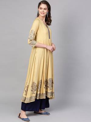 Pinksky Beige woven viscose kurtas-and-kurtis 3