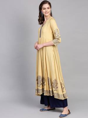 Pinksky Beige woven viscose kurtas-and-kurtis 4