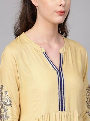 Pinksky Beige woven viscose kurtas-and-kurtis 5