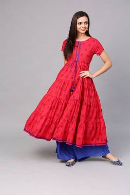 Pinksky Red woven cotton kurtas-and-kurtis 1