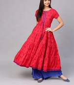 Pinksky Red woven cotton kurtas-and-kurtis