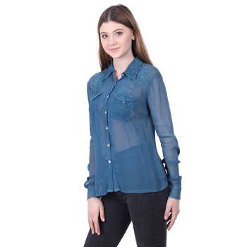 Blue plain viscose rayon cotton-tops 2