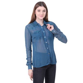Blue plain viscose rayon cotton-tops 3