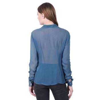 Blue plain viscose rayon cotton-tops 4