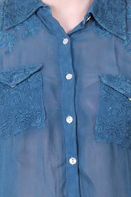 Blue plain viscose rayon cotton-tops 5