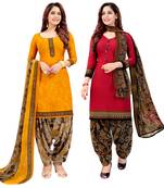 Multicolor Printed Crepe Unstitched Salwar With Dupatta