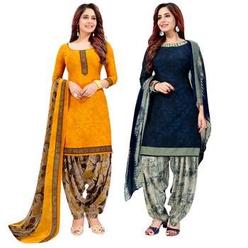 Yellow printed crepe salwar 1