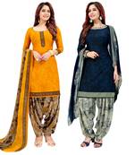 Yellow printed crepe salwar