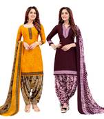Multicolor Printed Crepe Unstitched Salwar With Dupatta