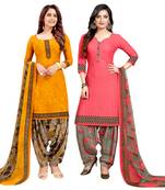 Multicolor Printed Crepe Unstitched Salwar With Dupatta
