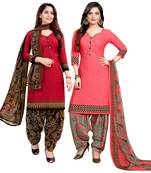 Multicolor Printed Crepe Unstitched Salwar With Dupatta