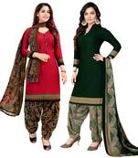 Multicolor Printed Crepe Unstitched Salwar With Dupatta