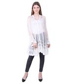 White embroidered viscose rayon long-tops
