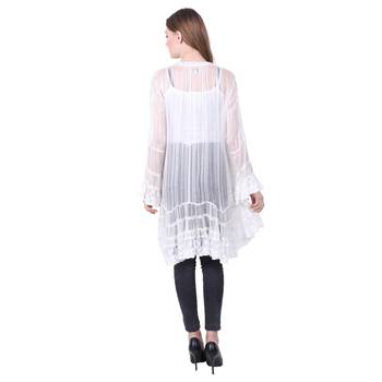 White embroidered viscose rayon long-tops
 4