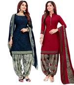 Blue printed crepe salwar