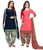 Blue printed crepe salwar