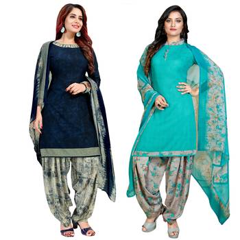 Blue printed crepe salwar 1