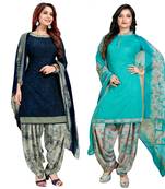 Blue printed crepe salwar
