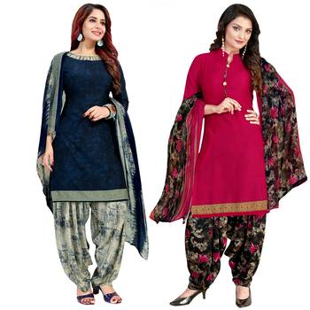 Blue printed crepe salwar 1