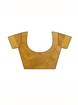 Mustard woven poly silk saree with blouse 4