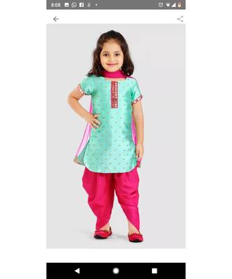 turquoise embroidered jaquard kids-salwar-suits 1