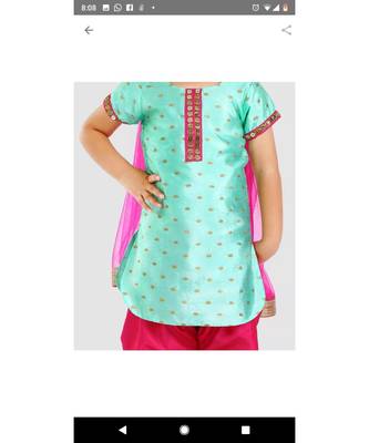 turquoise embroidered jaquard kids-salwar-suits 2