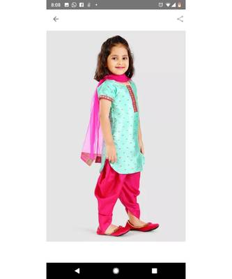 turquoise embroidered jaquard kids-salwar-suits 3