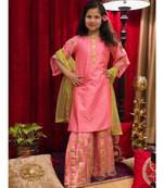 pink plain art silk kids-salwar-suits