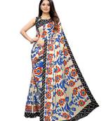 Cream printed georgette saree with blouse