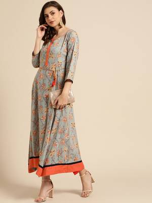 Grey printed cotton ethnic-kurtis 3