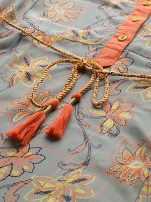 Grey printed cotton ethnic-kurtis 5