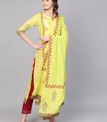 Pinksky Green woven silk kurtas-and-kurtis