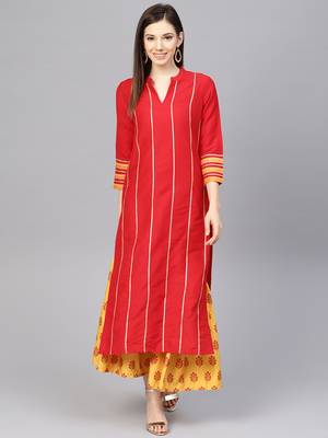 Pinksky Red woven viscose kurtas-and-kurtis 1