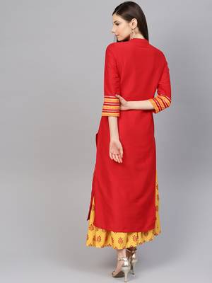 Pinksky Red woven viscose kurtas-and-kurtis 2