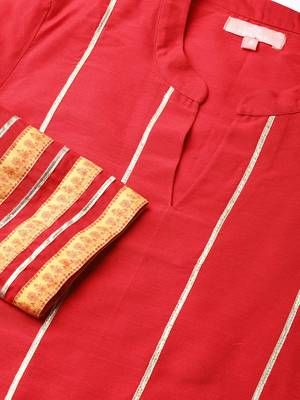 Pinksky Red woven viscose kurtas-and-kurtis 5