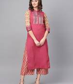 Pinksky Pink woven cotton kurtas-and-kurtis