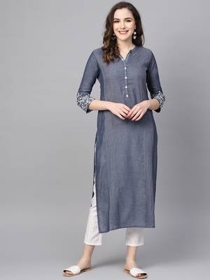 Pinksky Blue woven cotton kurtas-and-kurtis 1