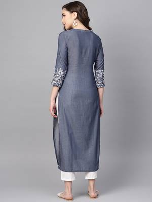 Pinksky Blue woven cotton kurtas-and-kurtis 2