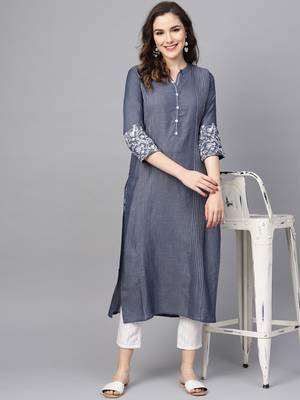 Pinksky Blue woven cotton kurtas-and-kurtis 4
