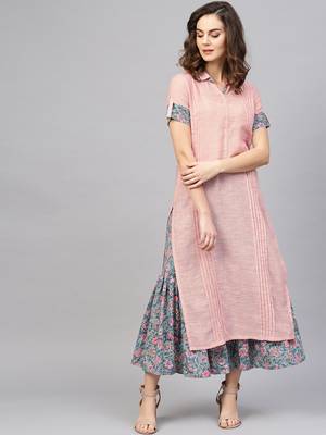 Pinksky Pink woven cotton kurtas-and-kurtis 1