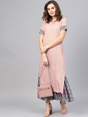 Pinksky Pink woven cotton kurtas-and-kurtis 4