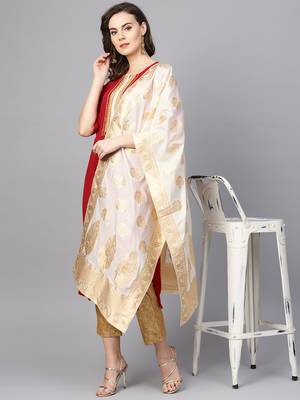 Pinksky Red woven brocade kurtas-and-kurtis 4