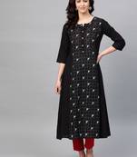 Pinksky Black woven cotton kurtas-and-kurtis