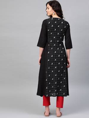 Pinksky Black woven cotton kurtas-and-kurtis 2